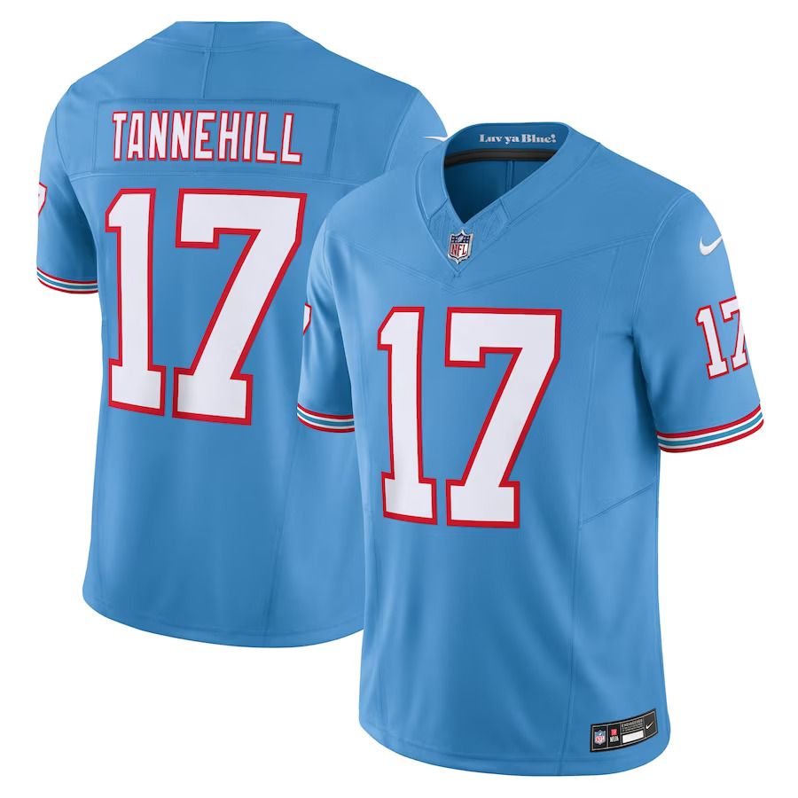 Men Tennessee Titans #17 Ryan Tannehill Nike Light Blue Oilers Throwback Vapor F.U.S.E. Limited NFL Jersey